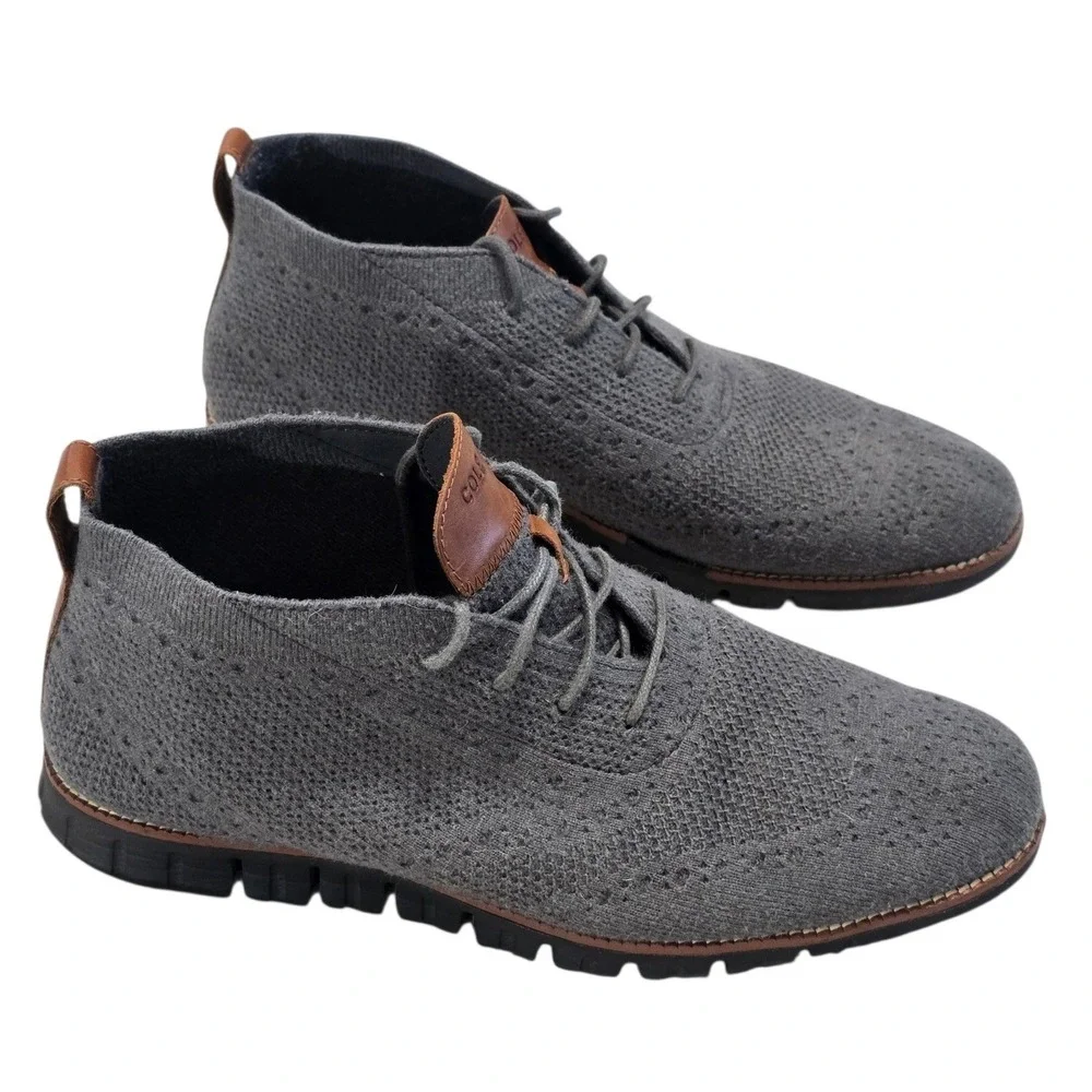 Cole Haan Zerogrand Stitchlite Chukka Boots Grey Knit Wingtip Mens 11.5 M C29426